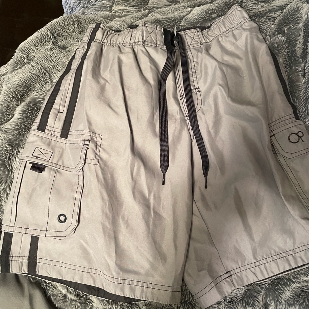 5 for $15 OP men’s Swim Trunks Small 28-30 Gray with Cargo Pockets